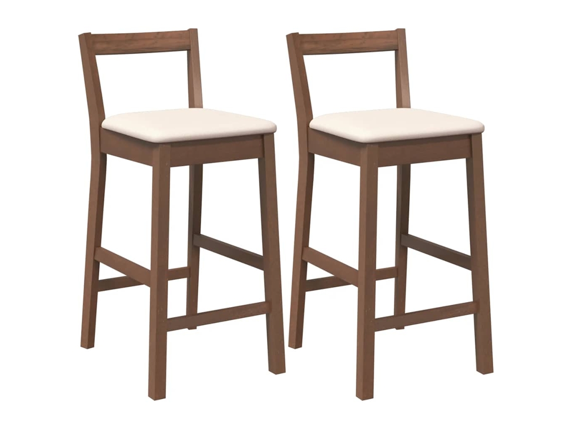 Conjunto 2 Banco De Bar Vidaxl Marrom Borracha