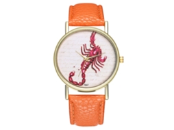 Reloj De Pulsera Escorpio Con Correa Pu Simple Analógico Quarzo T267-a Naranja