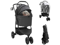 Vidaxl Carrinho De Pet Dobrável Preto 78 X 54 X 101 Cm Poliéster