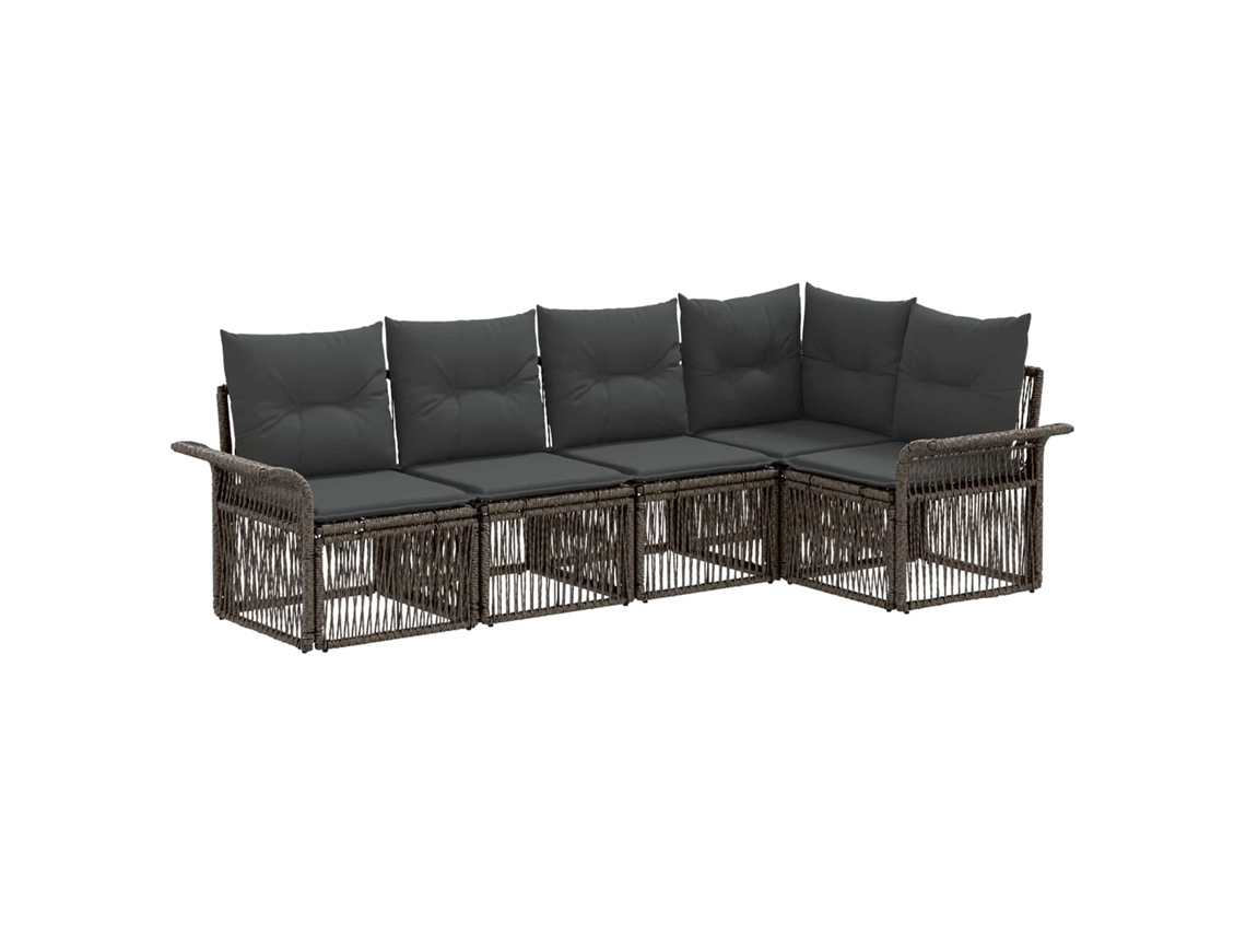 Vidaxl Conjunto De Sofá De Jardim 5 Pcs Cinzento Vime Pe