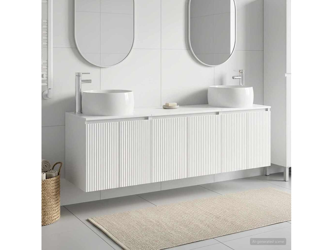Vidaxl Conjunto De Armários Para Banheiro 3 Unid. Branco Brilhante