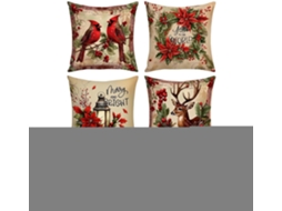 Capas De Almofada Decorativas De Natal 46x46 Cm Em Linho Vermelho | Da In Para Sofá E