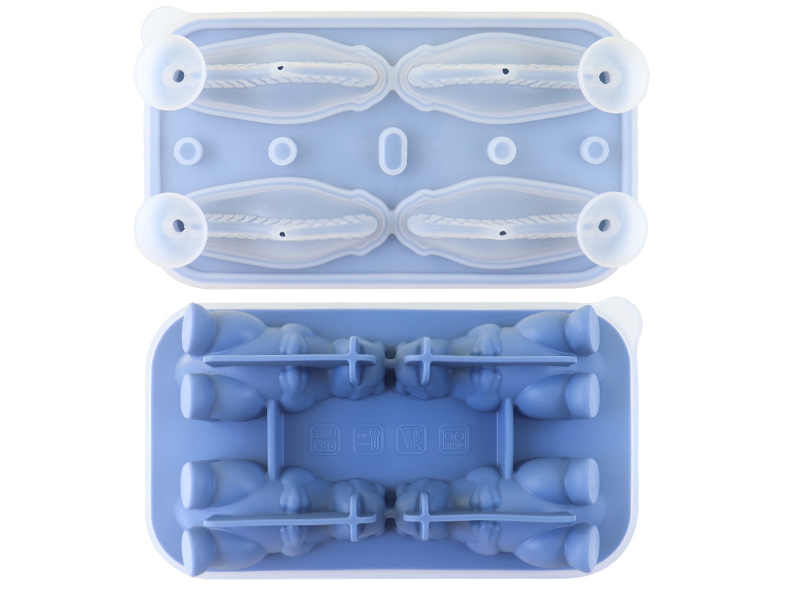 Forma De Gelo Dinossauro, Formas De Gelo Em Silicone,livre De Bpa, Perfeito Para Bebidas Como Oxo, Whisky E Cocktails Azul Hexinyigjly