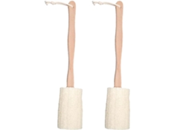 Conjunto De 2 Escovas Banho Esfoliantes Com Cabos Longos Madeira, Esponja De Bucha Vegetal Natural, Escova Para As