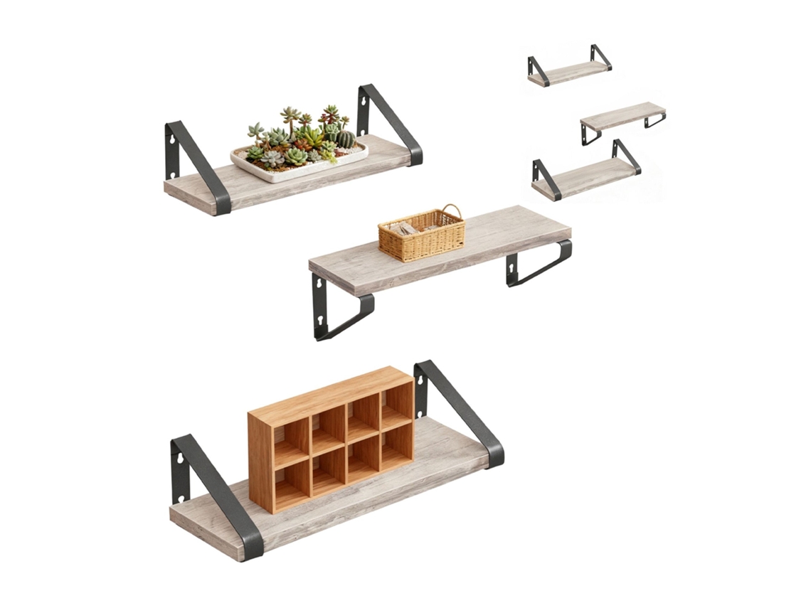 Conjunto De 3 Tamanhos De Prateleiras De Parede Para Armazenamento
