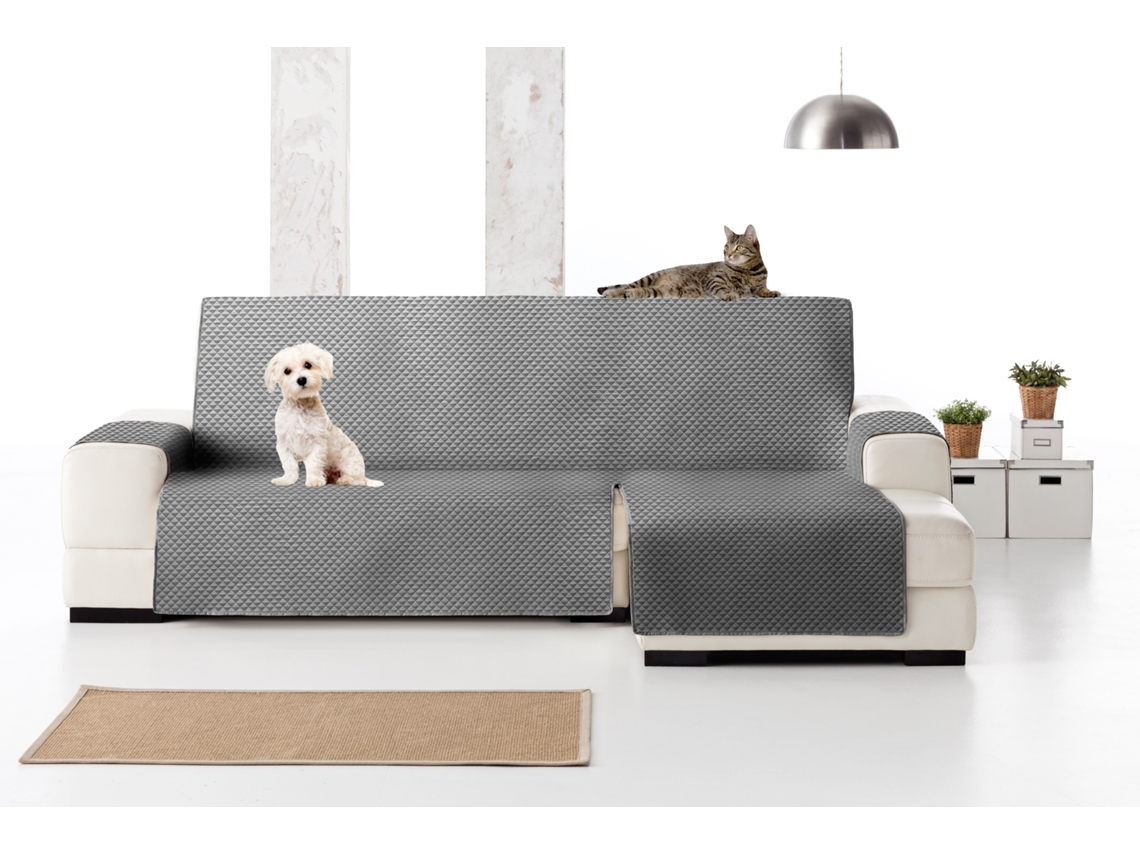Capa tecido Acolchoado para Chaise Longue Elena (240 cm - cinzento) orientação direita
