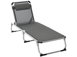 Espreguiçadeira Dobrável Com Apoio De Cabeça, Feita De Alumínio E Tecido Teslin, Ideal Para Jardins, Praias, Camping, Terraços De Piscina, Etc.