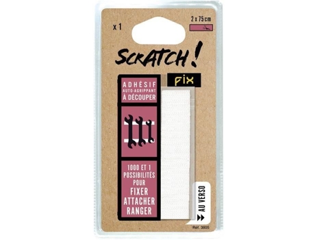 Fita Adesiva De Velcro Scratch Fix 2 X 75 Cm Preto Auto Aderente E Reutilizável