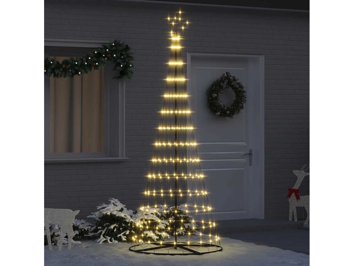 Vidaxl Árvore De Natal Led Com 295 Leds Branco Quente 250 Cm Metal