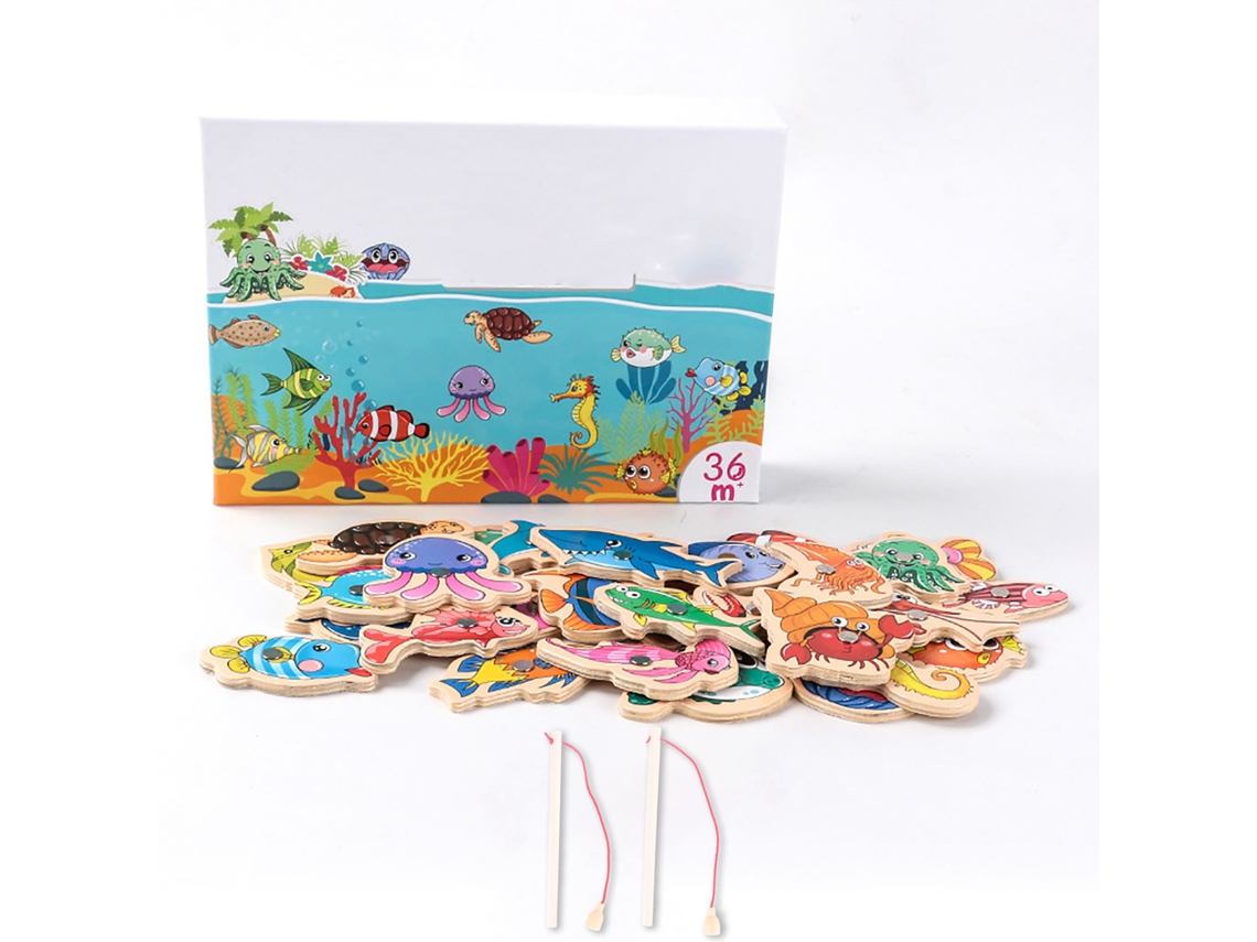 Jogo De Pesca Magnético De Madeira Com Contagem Para Pré-escola - Brinquedo Educativo Motor