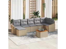 Vidaxl Conjunto De Sofá De Jardim 8 Unid. Bege Vime Pe