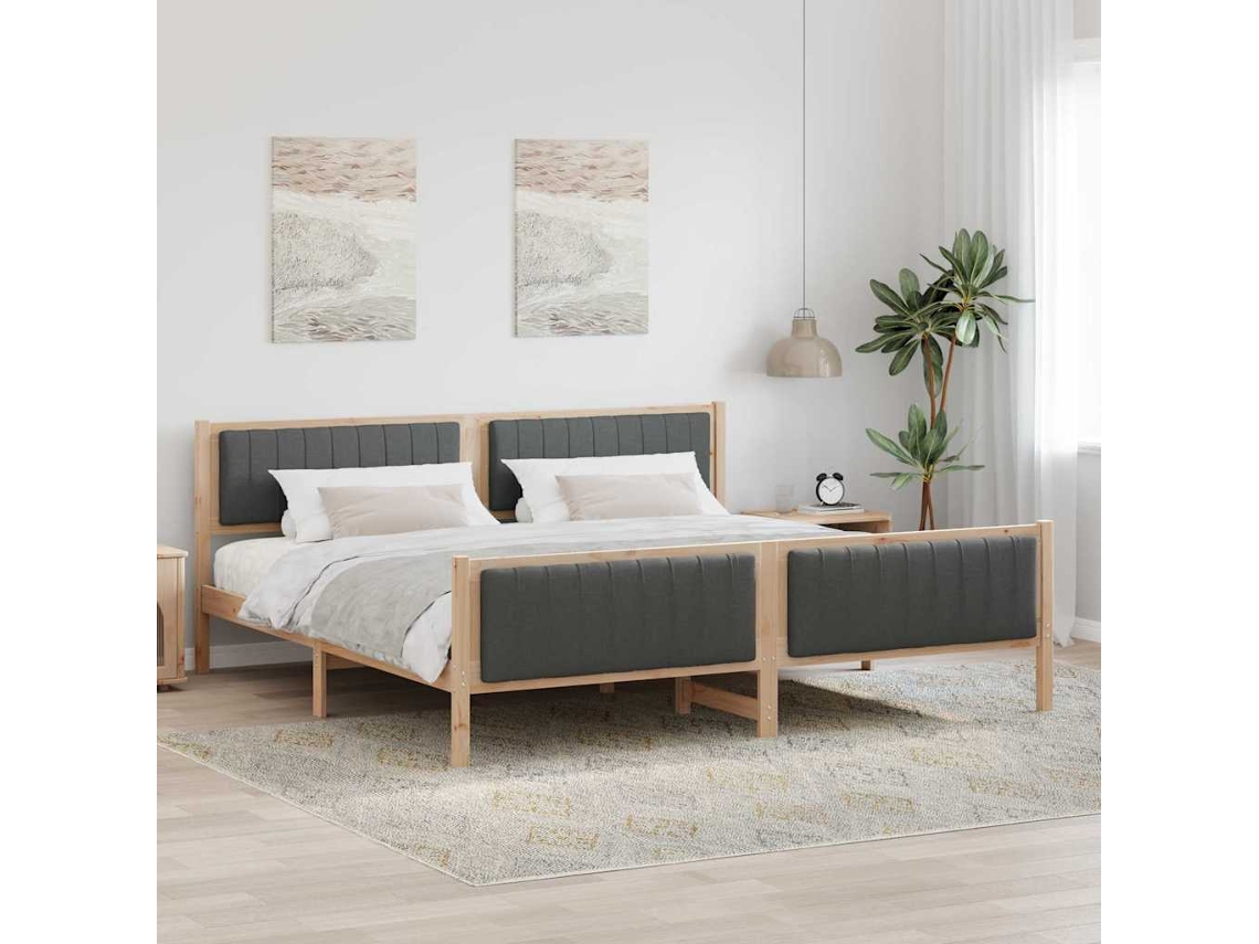 Vidaxl Estrutura Da Cama Castanho E Cinzento-escuro 200 X 200 Cm
