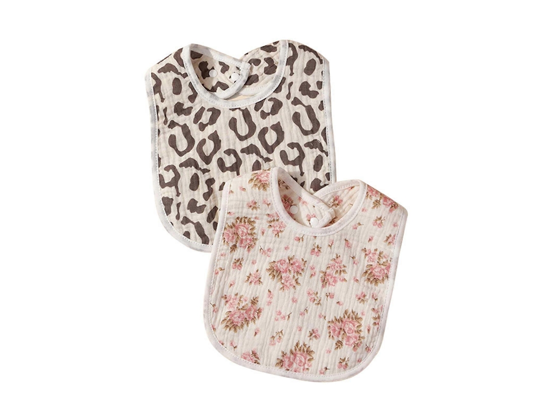 Bandana Babadores para Bebê, 2 Peças, Bandana Babadores de Algodão Sólido e Absorvente para Recém-Nascidos Meninos e Meninas Unissex com Estampa Floral