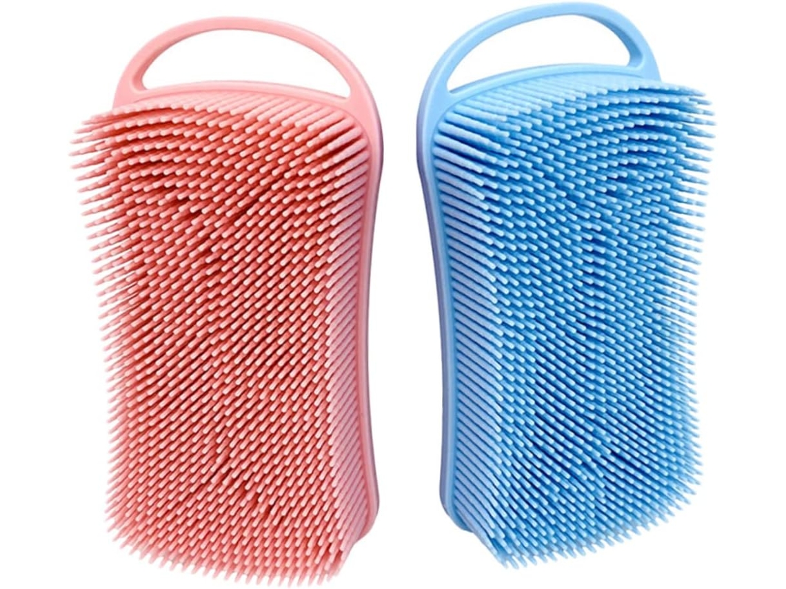 Conjunto De 2 Escovas Silicone Para Banho Vicasky Com Gancho Dupla Face Ducha E Esfoliação Corporal