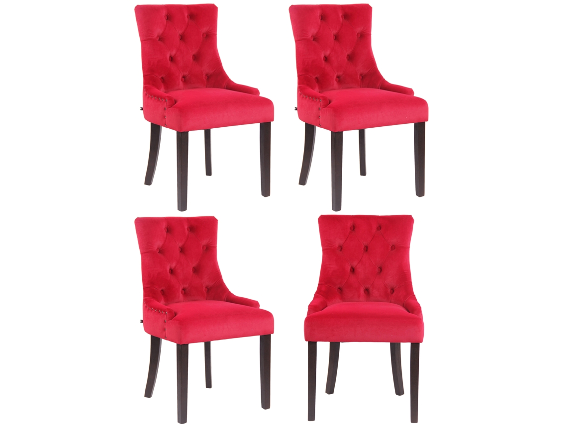Conjunto de 4 cadeiras de jantar Veludo Aberdeen vermelho/antigo CLP
