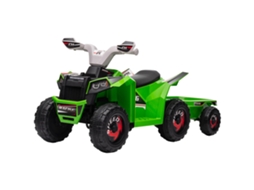 Quadriciclo Elétrico Para Crianças Com Reboque Bateria 6v De 18-36 Meses Com Velocidade 2,5 Km/h 106x41,5x48,5 Cm Verde