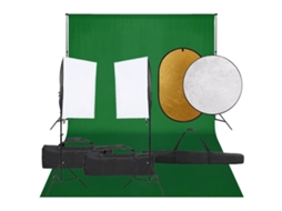 Vidaxl Kit Estúdio Fotográfico C/ Conj. De Iluminação/fundo/refletor