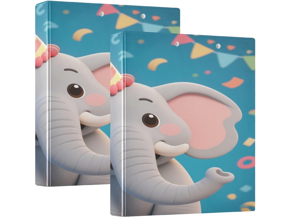 Caixa de massa com estampa de elefante comemorativa, azul, 3,8 cm, 1,5 polegadas, três argolas com sacos, embalagem com