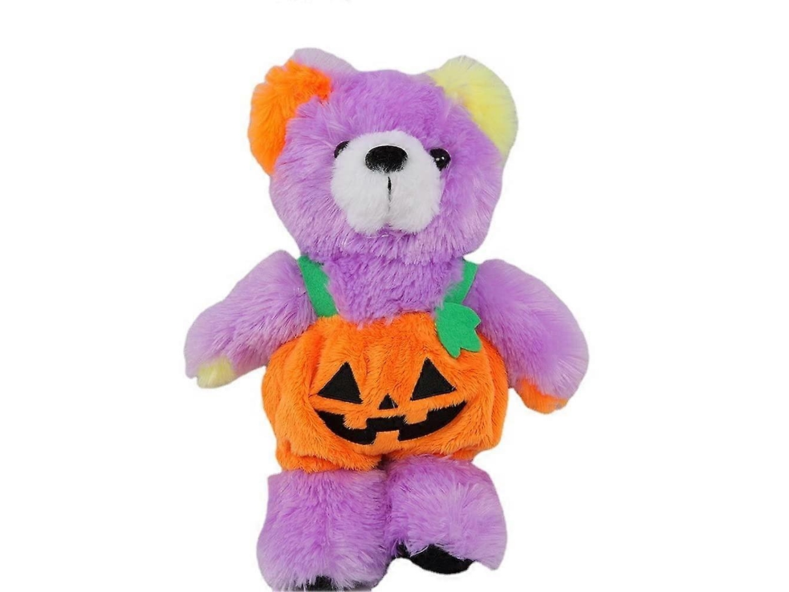 Urso De Pelúcia De Halloween, Roxo, Com Traje De Abóbora, Macio, Presente