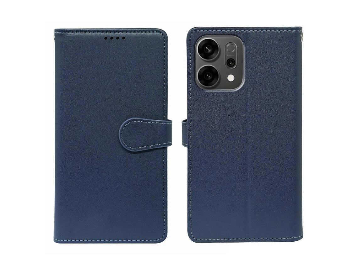 Capa Para Oppo Reno14 5g (global) Com 9 Compartimentos Para Cartões E Suporte De Couro Sintético, Azul
