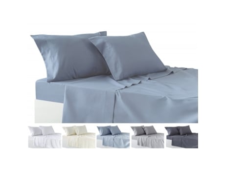 Jogo De Lençóis De 4 Peças Todocama – Lençol De Baixo Ajustável – Lençol Superior - Duas Fronhas (200x180x200 Cm) Azul Acinzentado