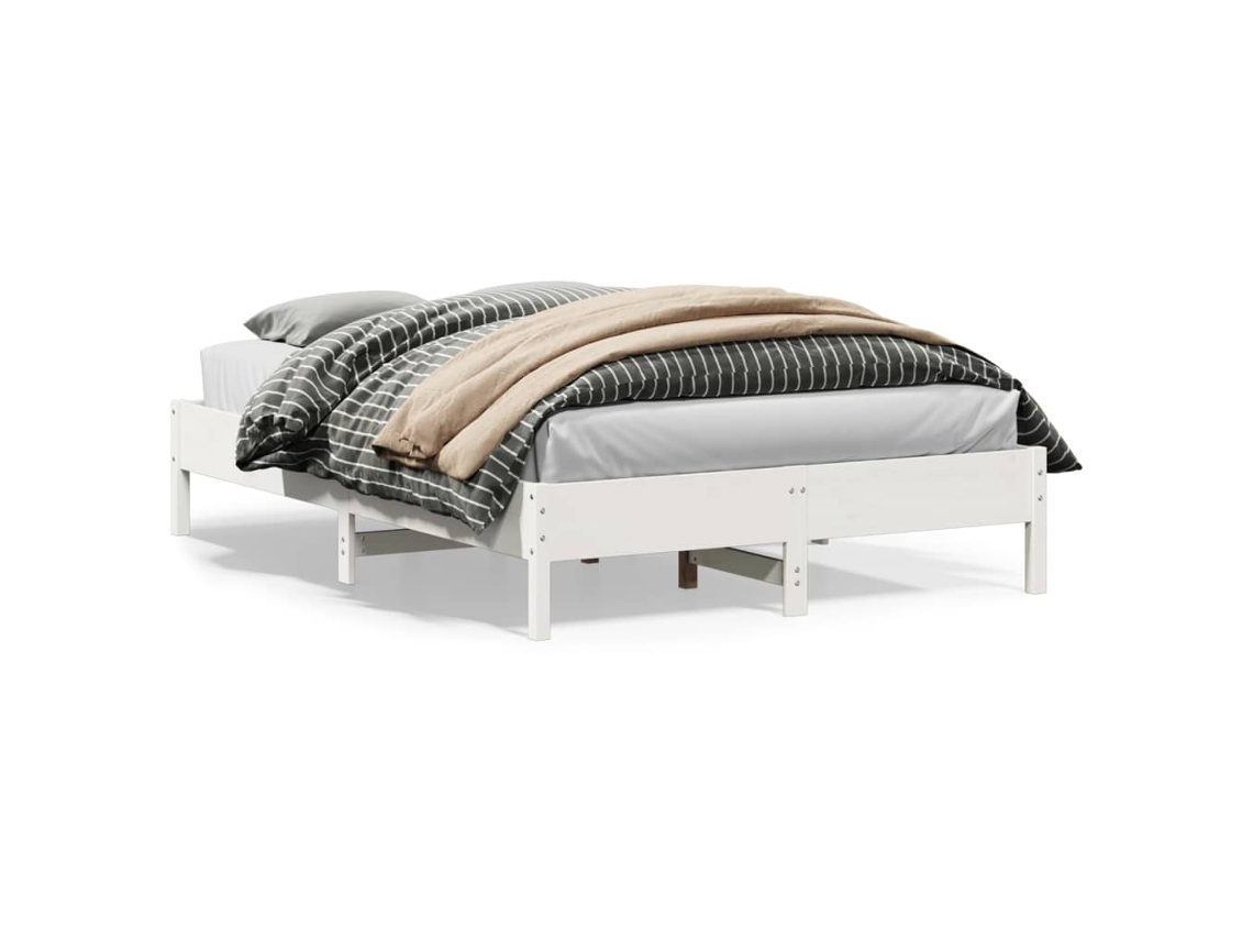 Vidaxl Cama Sem Colchão 120x200 Cm Madeira De Pinho Maciça Branco