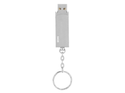 Ultra Fino Pen Drive De Metal 64g, À Prova Dágua Com Chaveiro Em Rotação Prateado Luz Dourada