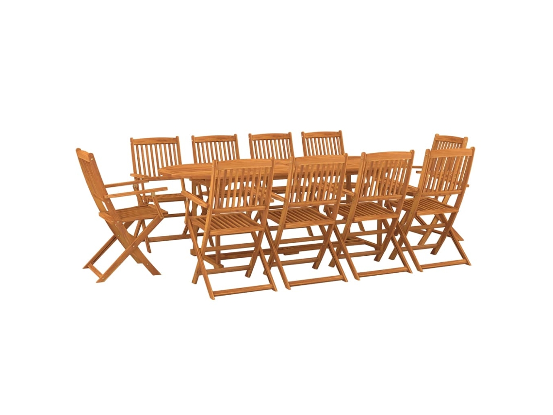 Conjunto 11 de jantar VIDAXL para jardim madeira de acácia maciça