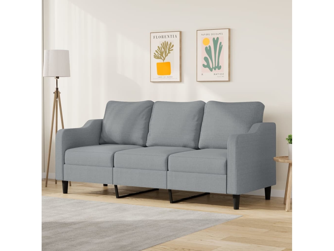 Sofá De 3 Lugares 180 Cm Tecido Cinza Claro Lovely Home
