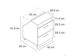 Móvel Sob Inclinação R-line, 60cm 2 Gavetas, 60 Cm De Profundidade, Branco Campestre/antracite, Vicco 60531