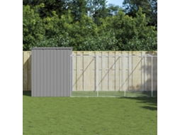 Vidaxl Casota Cães C/ Parque 214x865x181 Cm Aço Galvaniz. Cinza-claro