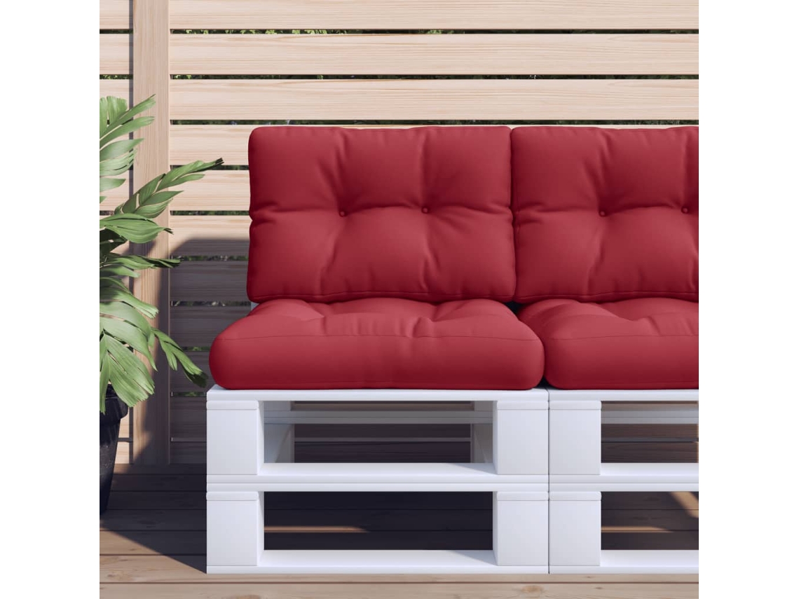 Almofadões para Móveis de Paletes 2 Pcs Tecido Vermelho Tinto HARLANV1