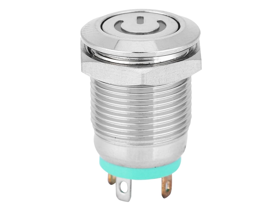 Interruptor Push button Metal Auto reset com Led Verde