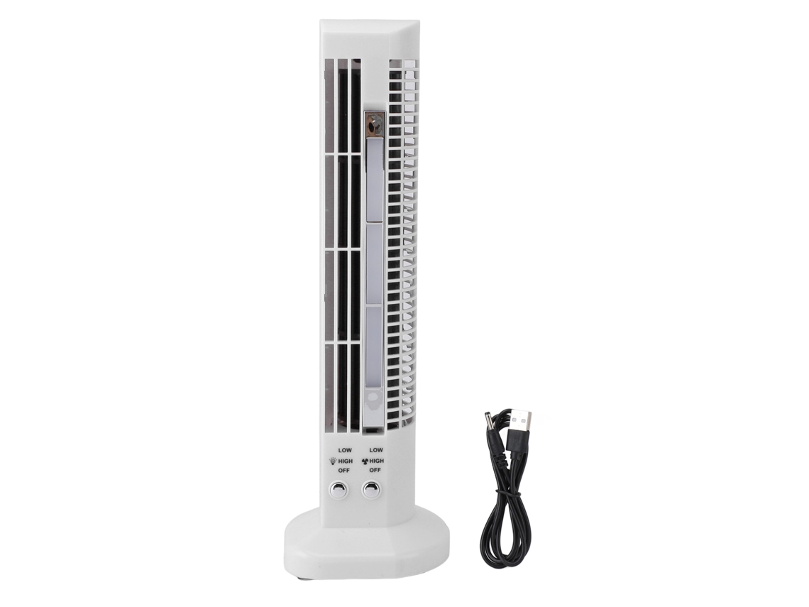 Ventilador Torre Sem Lâmina Portátil Luz Usb Branco