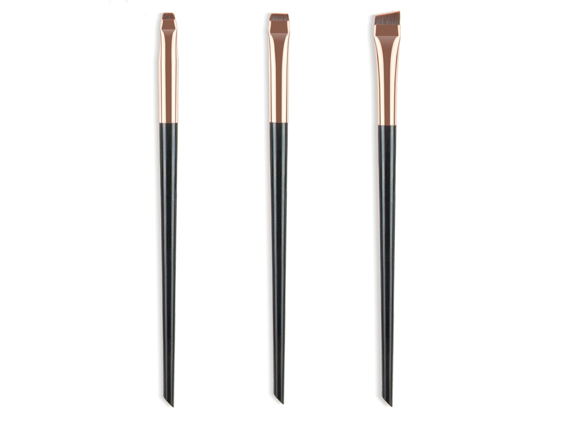 3pcs Set De Brochas De Maquillaje Preciso Para Ojos, Labios Y Cejas