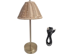 Abajur De Mesa Em Rattan Estilo Boho Com Interruptor Dimmer