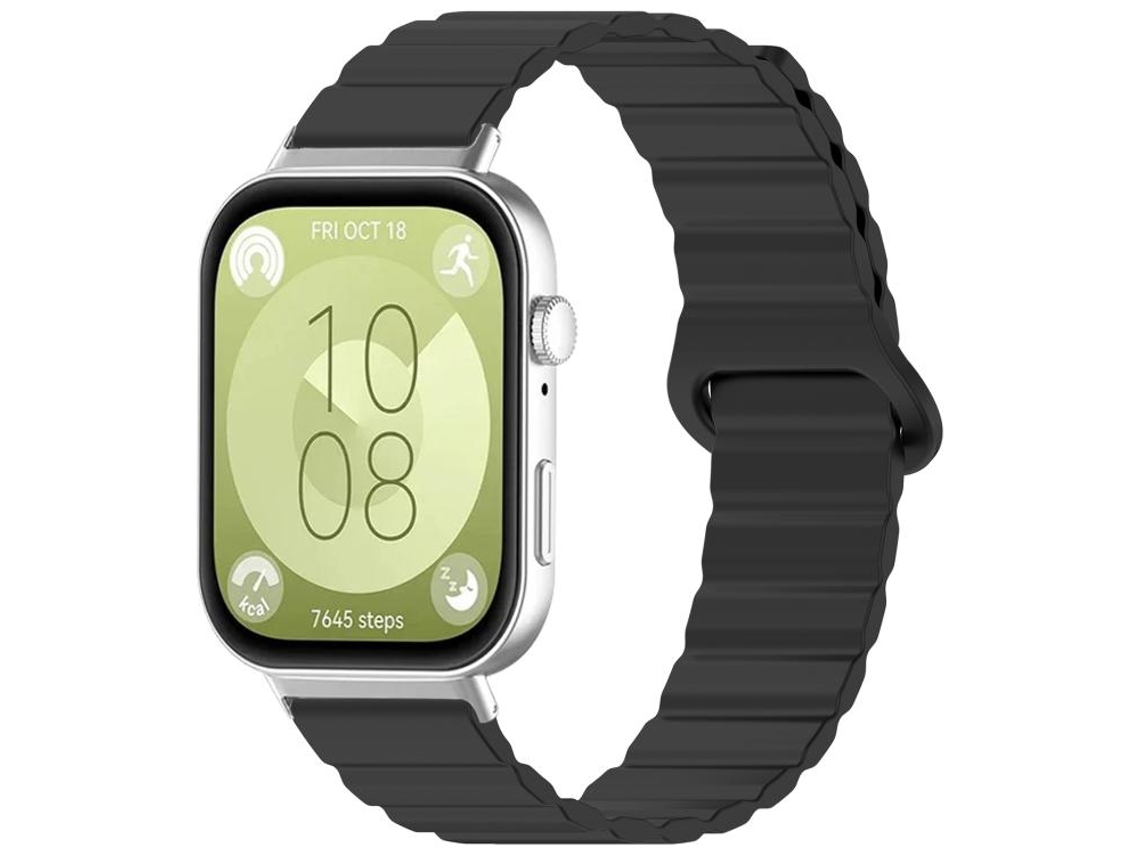 Bracelete para Huawei Watch Fit 4 Pro / Fit 4 / Fit 3 Silicone Magnético Brilhante Preta XIAOMOYU