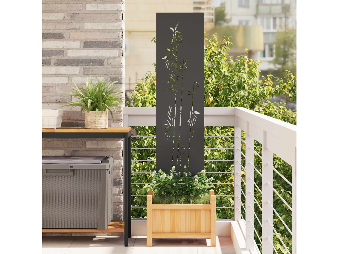 Vidaxl Tela De Privacidade Para Jardim Floral Preto 32 X 140 Cm