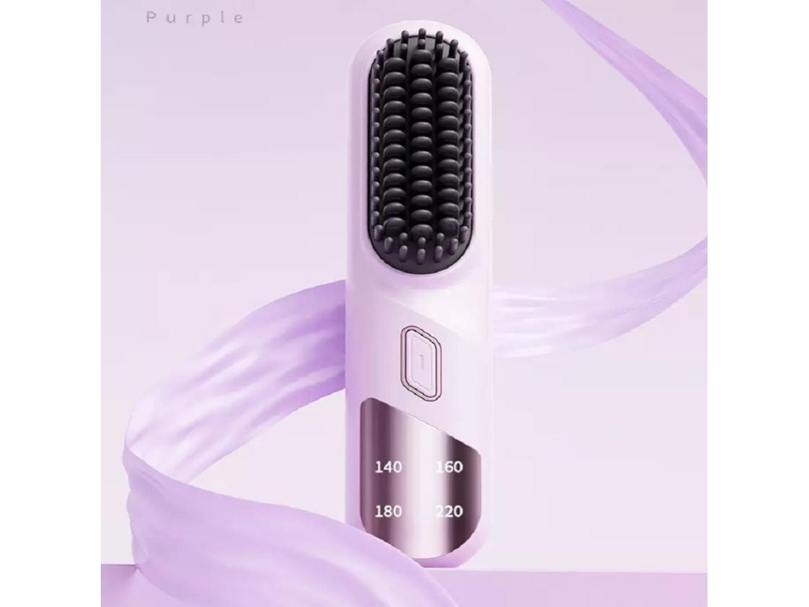 Alisador De Cabelo Portátil Sem Fio Recarregável Anti Escaldante Rápido Roxo Oem
