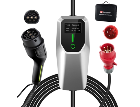 Carregador Ev Tipo 2 22kw Trifásico Cabo 5m Corrente Ajustável 6 32a Instalação Parede/garagem Certificado Ce Ip54 Junsun