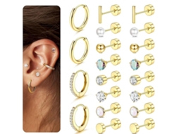 Brincos, 10 Pares De Brincos De Aço Inoxidável, Para Orelhas Sensíveis (dourado) Spqment