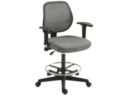 Cadeira De Escritório Alta Ajustável, Braços Ajustáveis, Rodas 60x57x97-119cm, Cinza Escuro