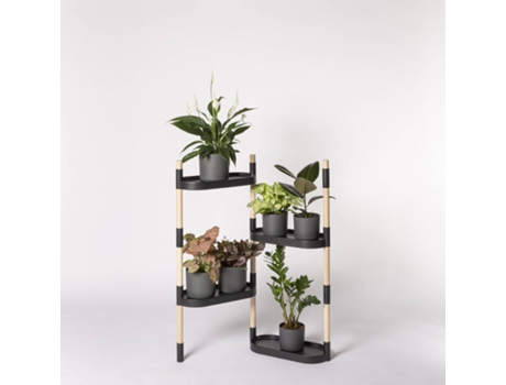 Estante para Plantas  Preta 4 vasos (47x20x10 cm)