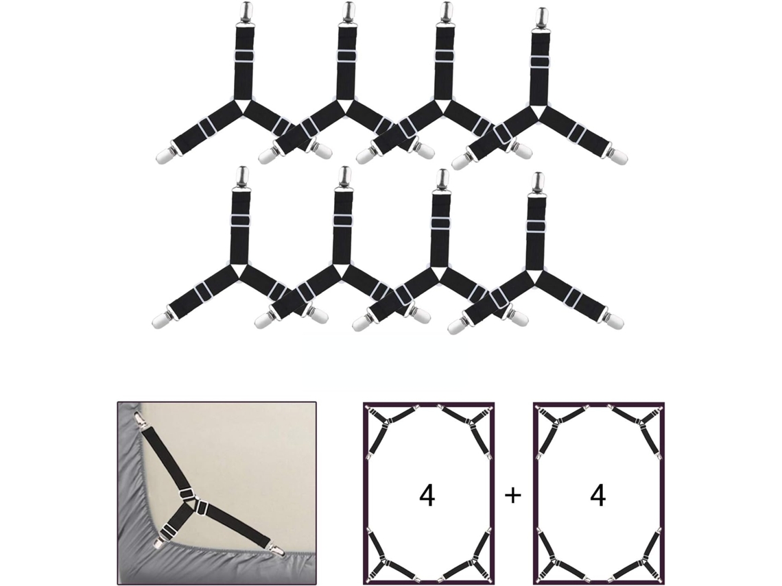 Conjunto De 8 Prendedores De Roupa De Cama, Com Fechos Triangulares Elásticos Ajustáveis. Aquaforge