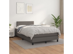 Cama Com Molas/colchão 120x200 Cm Couro Artificial Cinzento