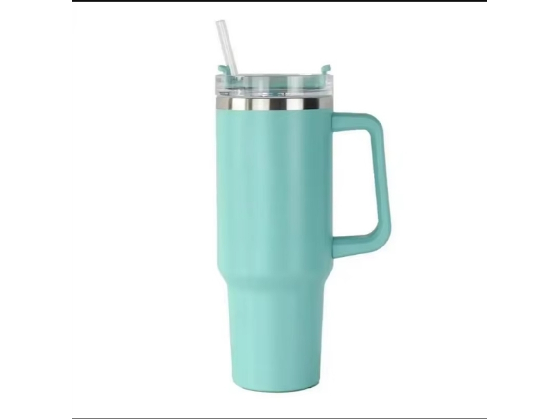 Caneca Térmica de Viagem com Parede Dupla , 1200 Ml (40 Oz), com Alça e Canudo. MDUG (azul Lago)