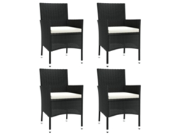 Maison Exclusive - Cadeiras De Jardim Com Almofadões 4 Pcs Vime Pe Preto