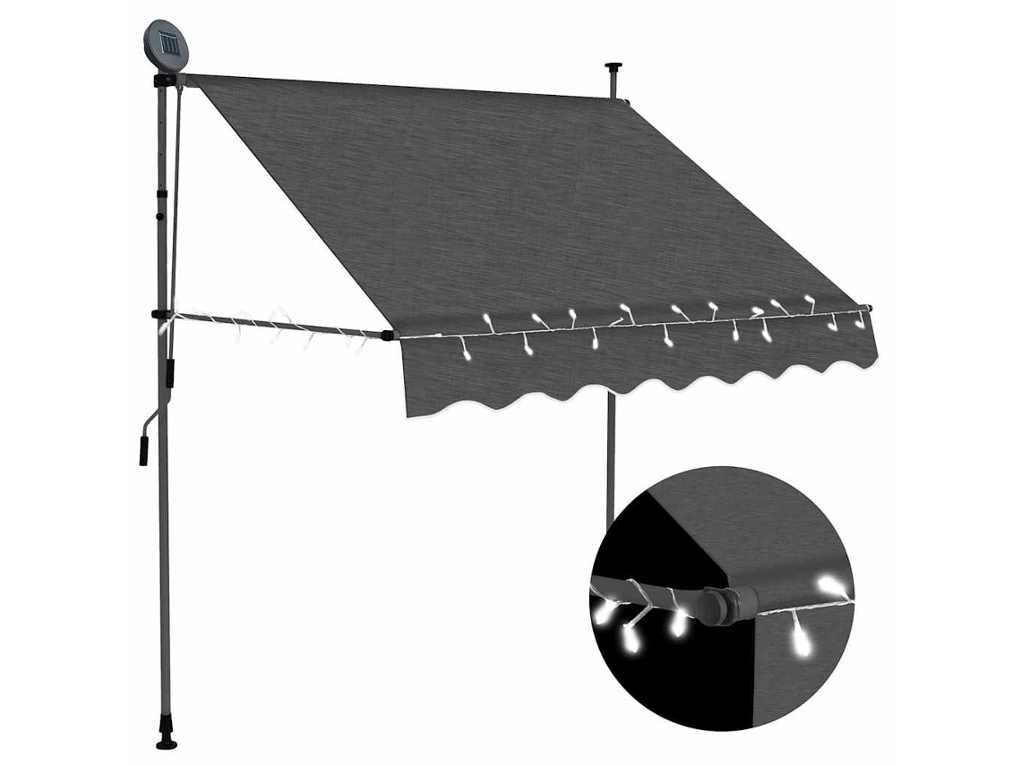 Vidaxl Toldo Retrátil Manual Com Led 100 Cm Antracite