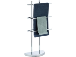 Toalheiro Cromado Prateado com 3 Braços, Banheiro, Porta toalhas, Base Semicircular, 83x40x18 Cm, Ferro, 83 X 40 X 18 Cm BRILVIBERA