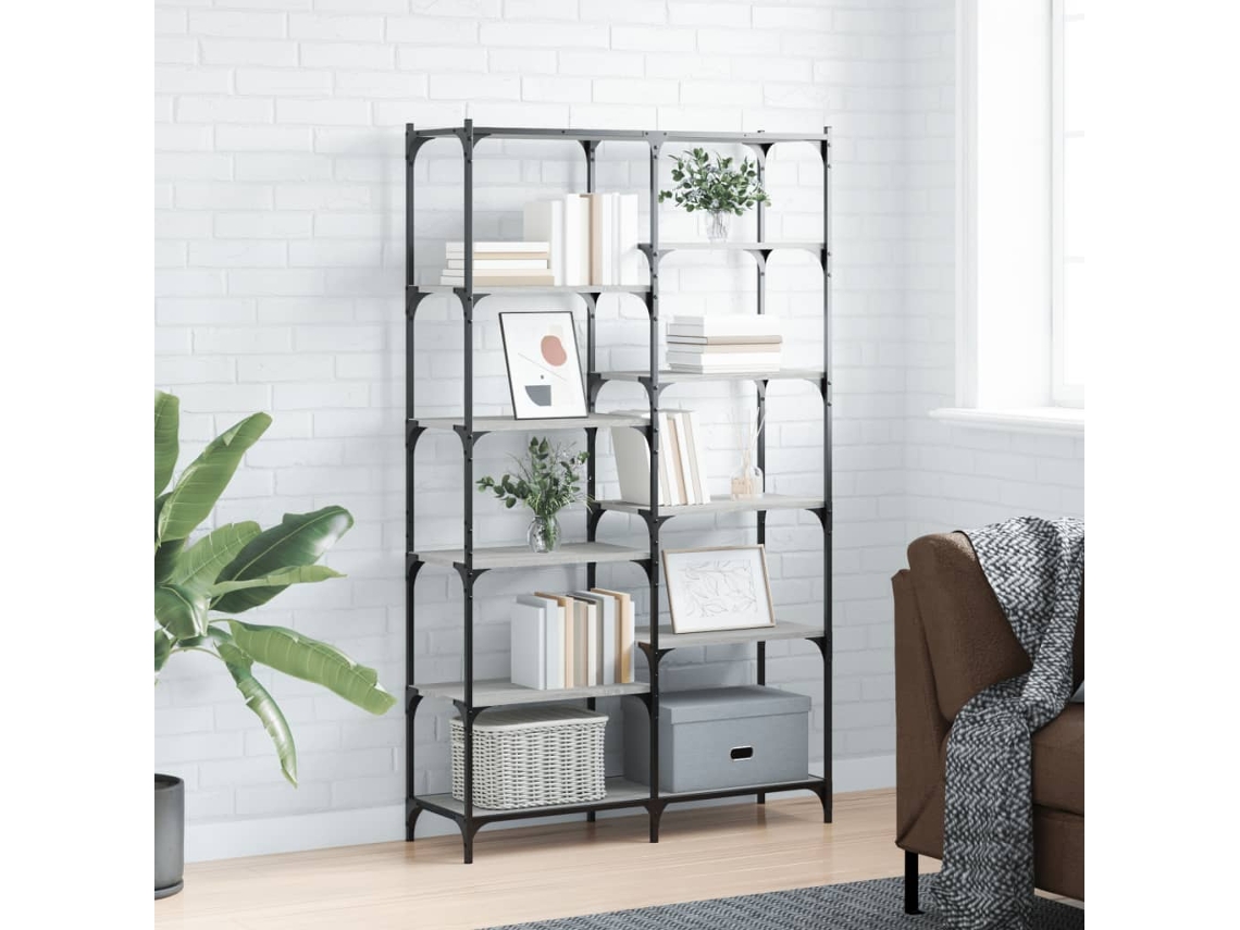 Vidaxl Estante 100x32x170 Cm Derivados De Madeira E Ferro Cinza Sonoma